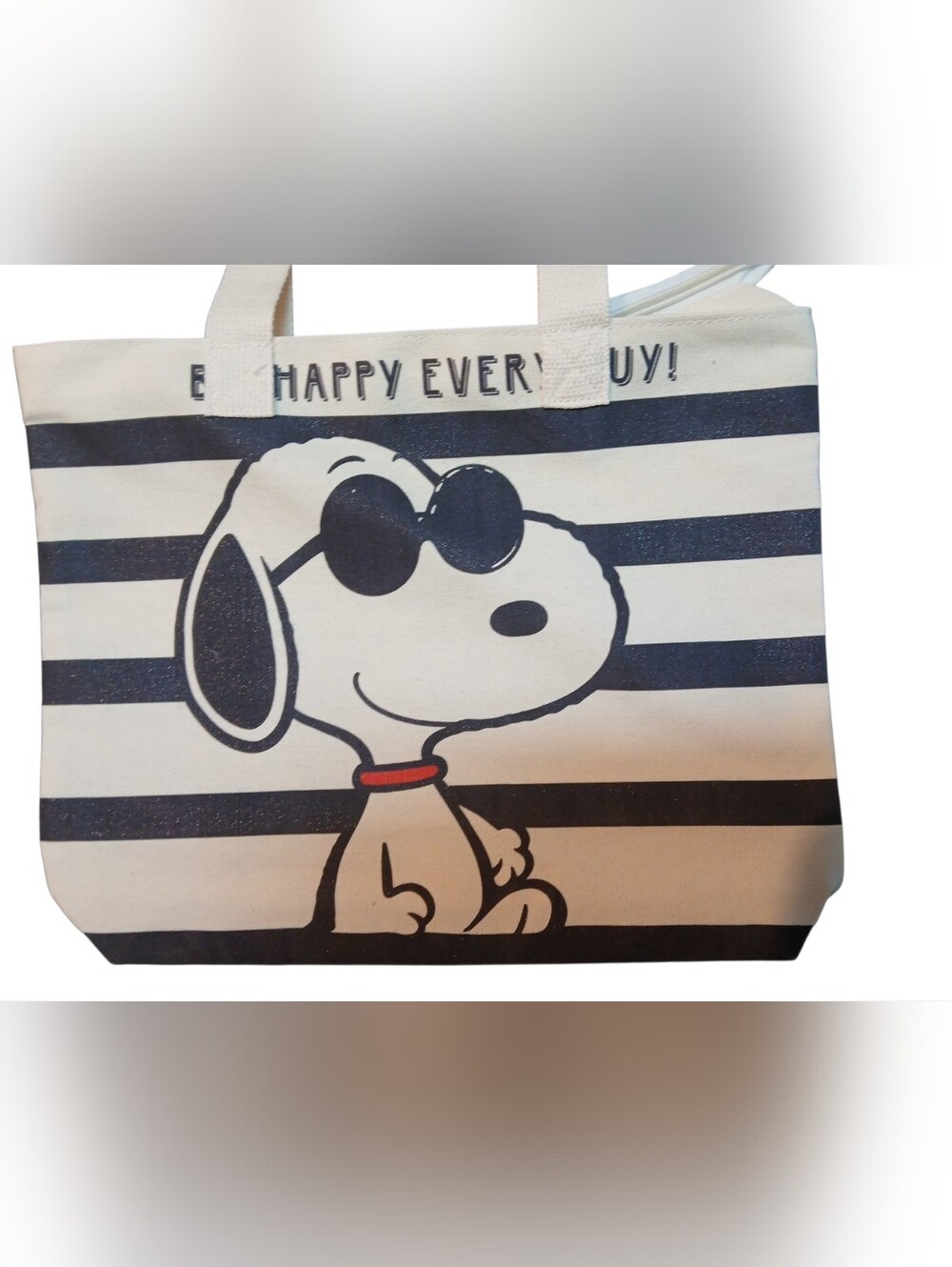 Snoopy Tote Bag, Snoopy in his Sunglasses & Ready for the Beach at 14 1/2" W,
